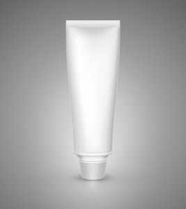 White tube mock-up for cream, tooth paste, gel, sauce, paint, glue. Vector illustration EPS 10